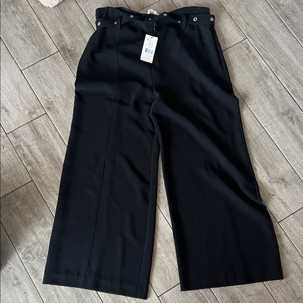 cinq a sept Black Wide-Leg Polly Pant Trousers with belt NWT